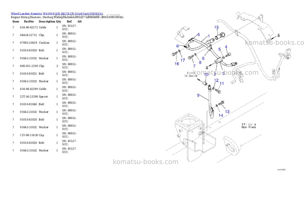 Komatsu WA100-6 S/N 84274-UP (Used Car) Parts catalog cover Page 8