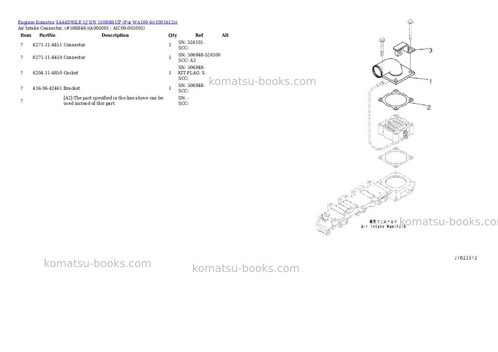 Komatsu SAA4D95LE-5J S/N 510888-UP (For WA100-6) Parts catalog cover Page 4