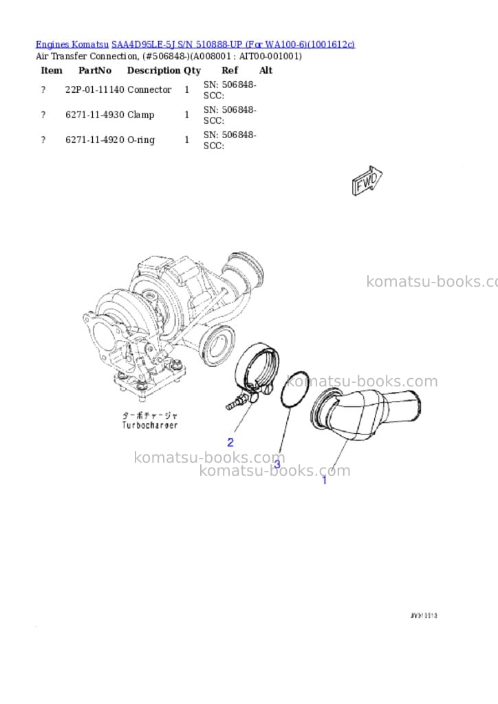 Komatsu SAA4D95LE-5J S/N 510888-UP (For WA100-6) Parts catalog cover Page 7