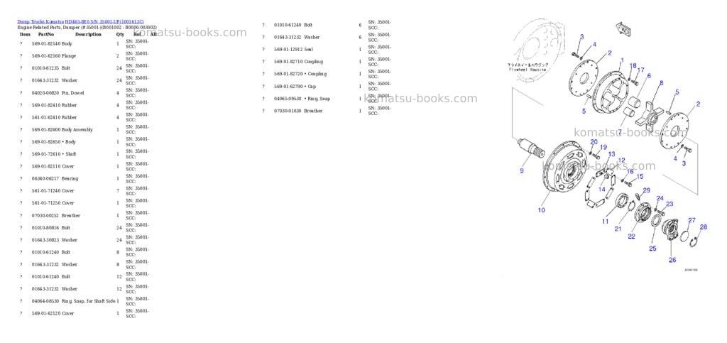 Komatsu HD465-8E0 S/N 35001-UP Parts catalog cover Komatsu HD465-8E0 S/N 35001-UP Parts catalog cover
