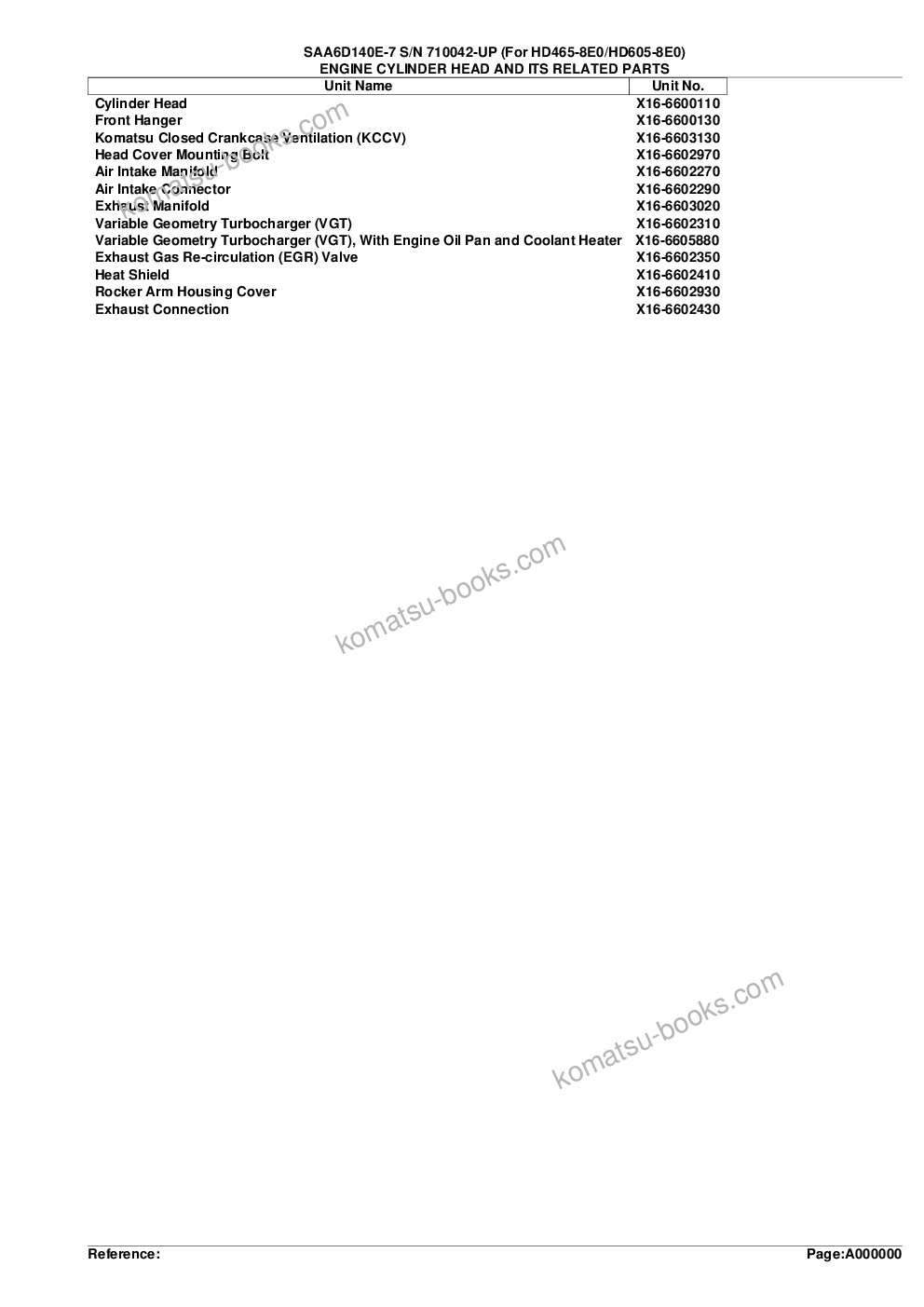Komatsu saa6d140e-7 s/n 830235-up for wa500-8 Parts catalog cover Page 2