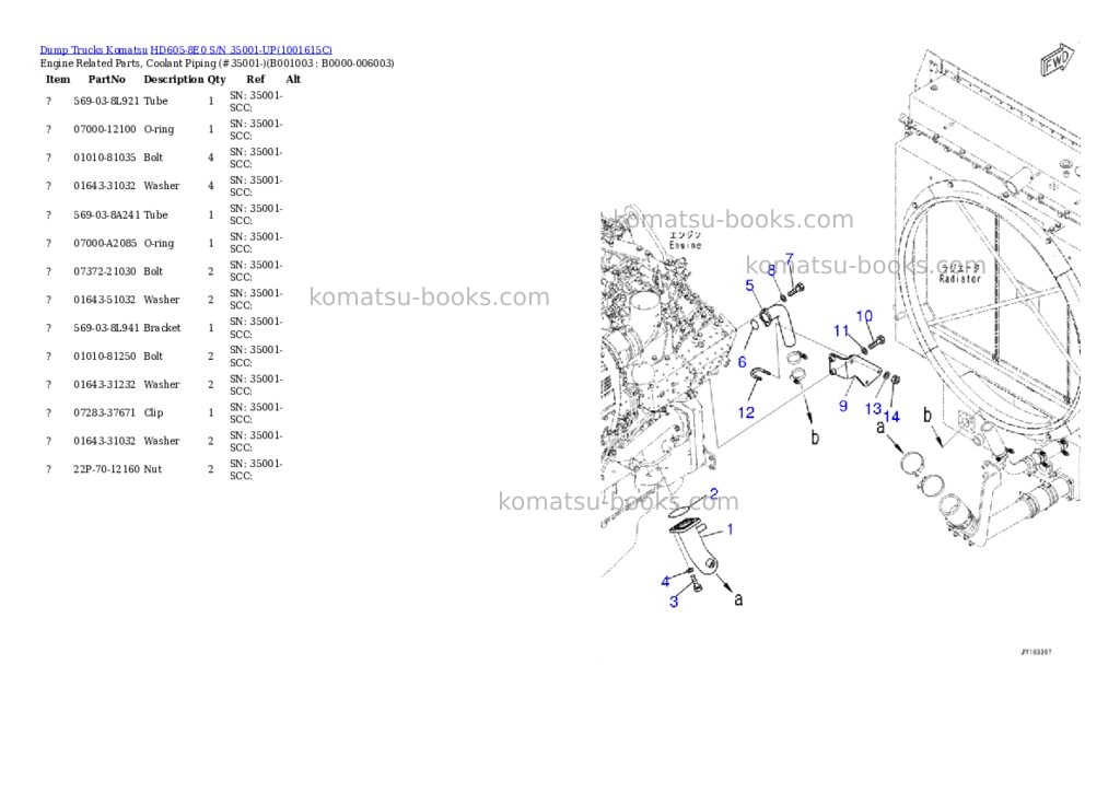 Komatsu HD605-8E0 S/N 35001-UP Parts catalog cover Page 2