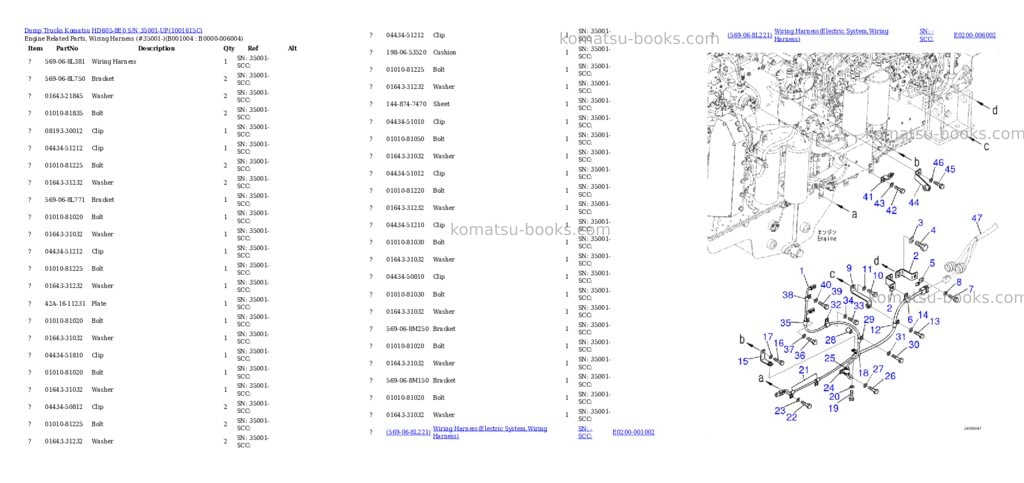 Komatsu HD605-8E0 S/N 35001-UP Parts catalog cover Page 3