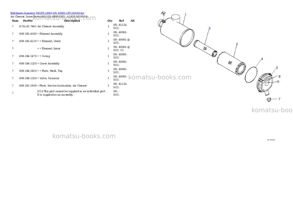 Komatsu D61EX-24E0 S/N 40001-UP Parts catalog cover
