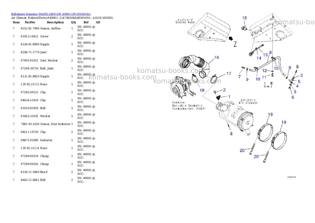Komatsu D61EX-24E0 S/N 40001-UP Parts catalog cover Page 2
