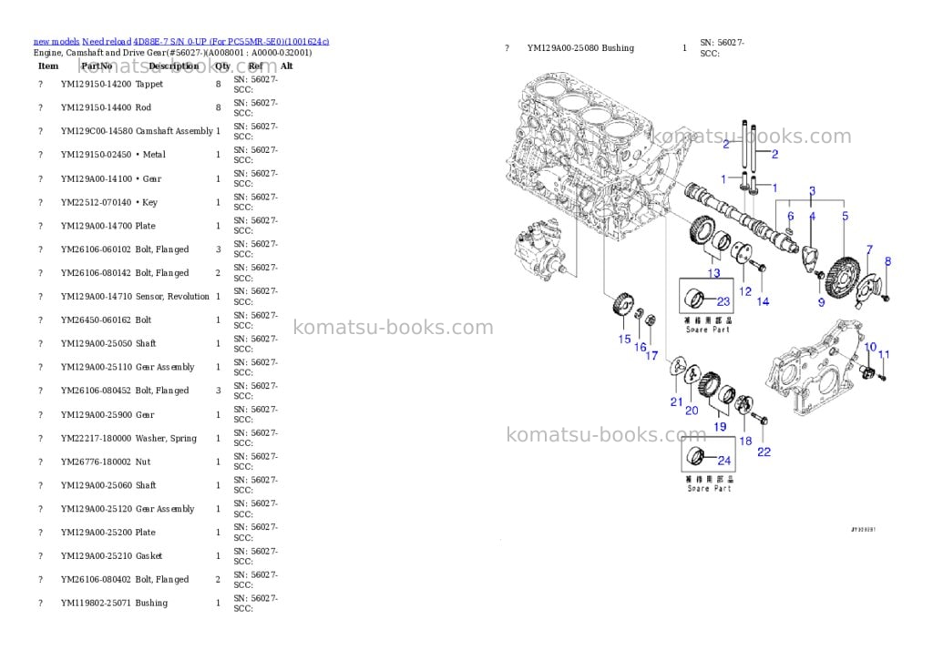 Komatsu 4D88E-7 S/N 0-UP (For PC55MR-5E0) Parts catalog cover Page 8 Komatsu 4D88E-7 S/N 0-UP (For PC55MR-5E0) Parts catalog cover Page 8