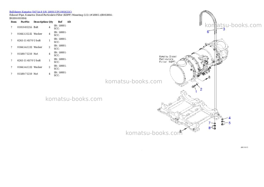 Komatsu D475A-8 S/N 50001-UP Parts catalog cover Page 6