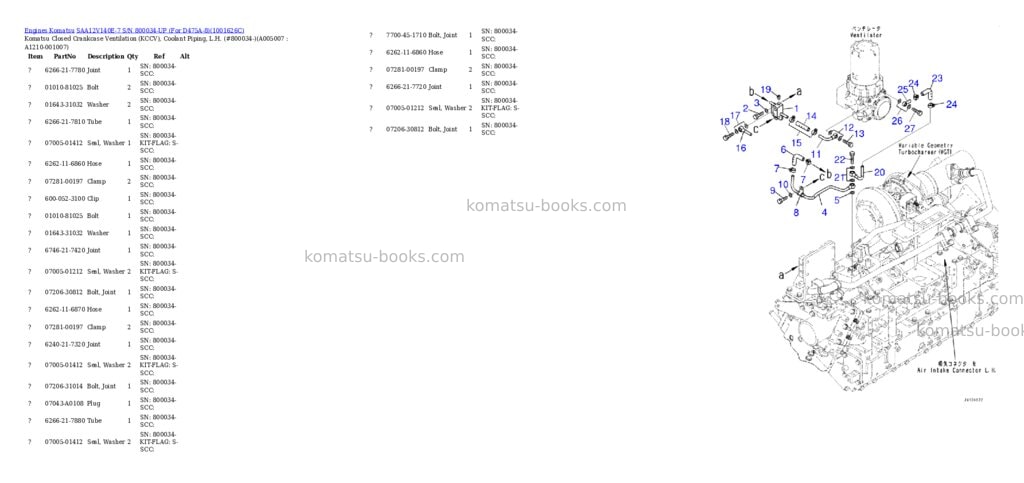 Komatsu SAA12V140E-7 S/N 800034-UP (For D475A-8) Parts catalog cover Page 10 Komatsu SAA12V140E-7 S/N 800034-UP (For D475A-8) Parts catalog cover Page 10