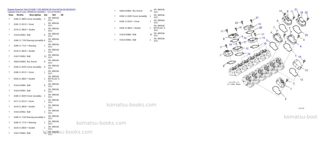Komatsu SAA12V140E-7 S/N 800034-UP (For D475A-8) Parts catalog cover Page 3 Komatsu SAA12V140E-7 S/N 800034-UP (For D475A-8) Parts catalog cover Page 3