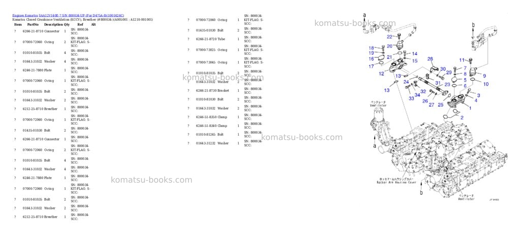 Komatsu SAA12V140E-7 S/N 800034-UP (For D475A-8) Parts catalog cover Page 4 Komatsu SAA12V140E-7 S/N 800034-UP (For D475A-8) Parts catalog cover Page 4
