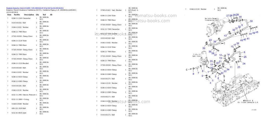 Komatsu SAA12V140E-7 S/N 800034-UP (For D475A-8) Parts catalog cover Page 6 Komatsu SAA12V140E-7 S/N 800034-UP (For D475A-8) Parts catalog cover Page 6