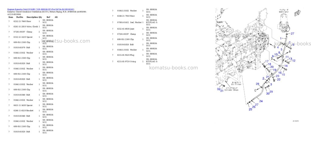 Komatsu SAA12V140E-7 S/N 800034-UP (For D475A-8) Parts catalog cover Page 9 Komatsu SAA12V140E-7 S/N 800034-UP (For D475A-8) Parts catalog cover Page 9