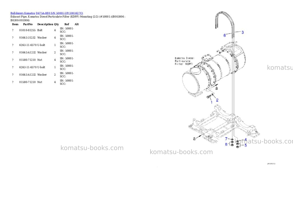 Komatsu D475A-8E0 S/N 50001-UP Parts catalog cover Page 8