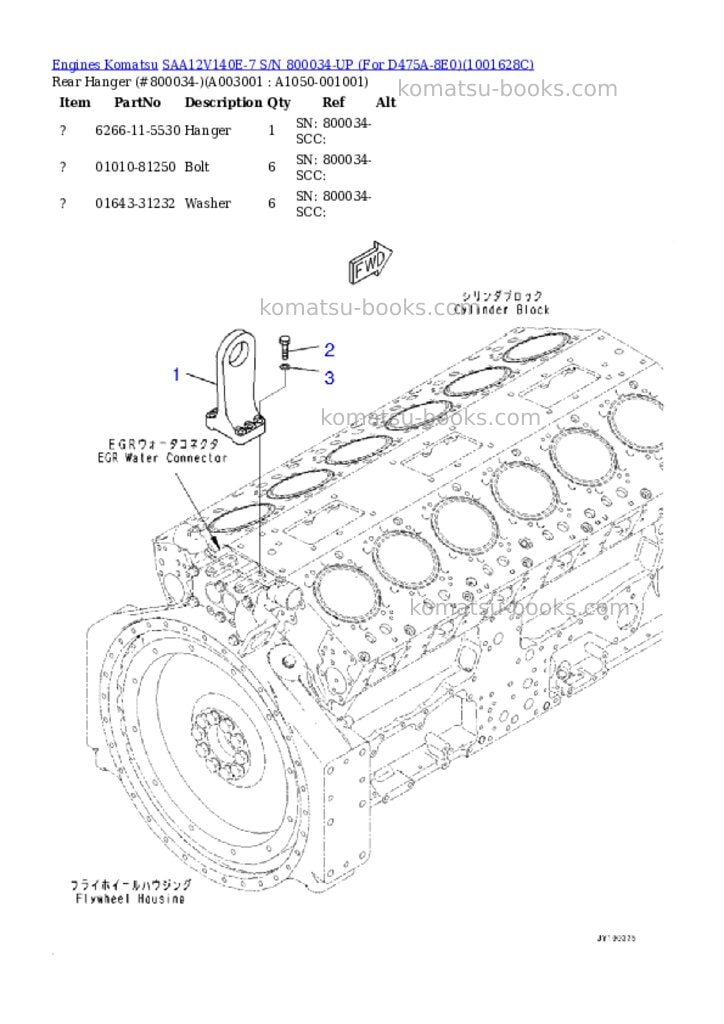 Komatsu SAA12V140E-7 S/N 800034-UP (For D475A-8E0) Parts catalog cover Page 2 Komatsu SAA12V140E-7 S/N 800034-UP (For D475A-8E0) Parts catalog cover Page 2