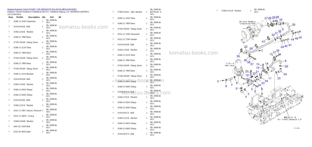 Komatsu SAA12V140E-7 S/N 800034-UP (For D475A-8E0) Parts catalog cover Page 6 Komatsu SAA12V140E-7 S/N 800034-UP (For D475A-8E0) Parts catalog cover Page 6