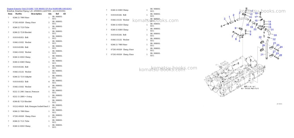 Komatsu SAA12V140E-7 S/N 900001-UP (For WA900-8R) Parts catalog cover Page 10 Komatsu SAA12V140E-7 S/N 900001-UP (For WA900-8R) Parts catalog cover Page 10