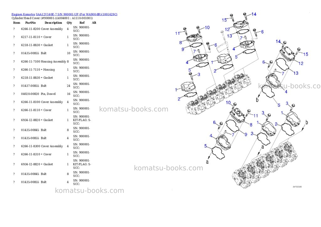 Komatsu SAA12V140E-7 S/N 900001-UP (For WA900-8R) Parts catalog cover Page 3 Komatsu SAA12V140E-7 S/N 900001-UP (For WA900-8R) Parts catalog cover Page 3