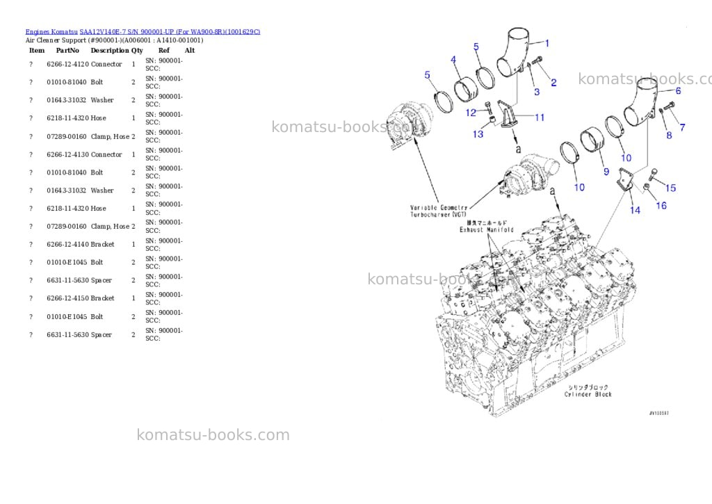 Komatsu SAA12V140E-7 S/N 900001-UP (For WA900-8R) Parts catalog cover Page 8 Komatsu SAA12V140E-7 S/N 900001-UP (For WA900-8R) Parts catalog cover Page 8