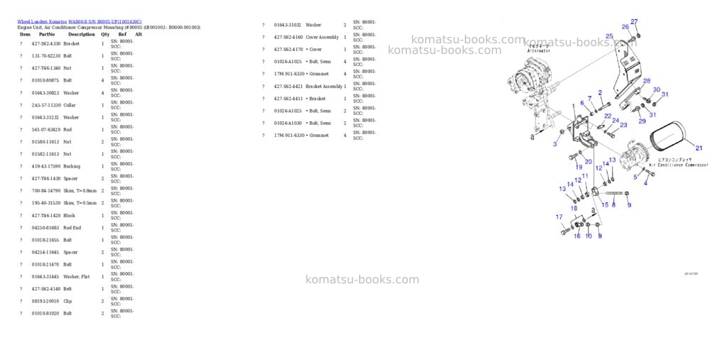 Komatsu WA800-8 S/N 80001-UP Parts catalog cover Page 2 Komatsu WA800-8 S/N 80001-UP Parts catalog cover Page 2