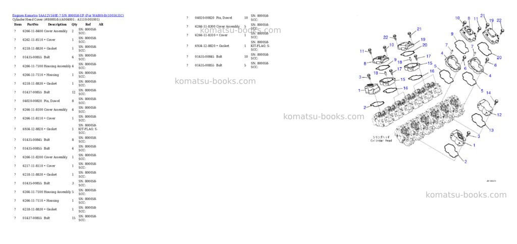 Komatsu SAA12V140E-7 S/N 800058-UP (For WA800-8) Parts catalog cover Page 3