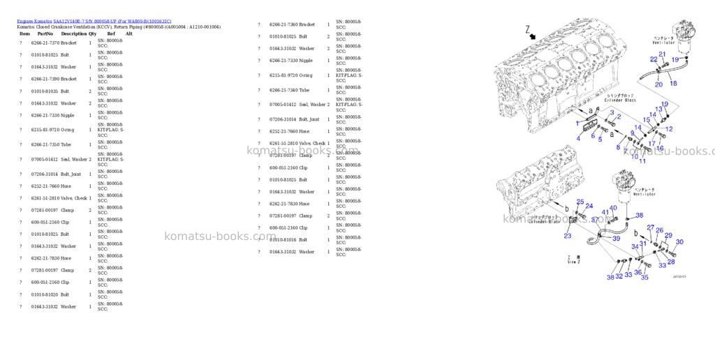 Komatsu SAA12V140E-7 S/N 800058-UP (For WA800-8) Parts catalog cover Page 7