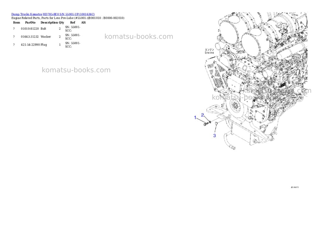 Komatsu HD785-8E0 S/N 55001-UP Parts catalog cover Page 9