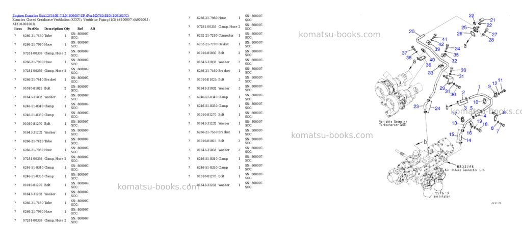 Komatsu SAA12V140E-7 S/N 800007-UP (For HD785-8E0) Parts catalog cover Page 6 Komatsu SAA12V140E-7 S/N 800007-UP (For HD785-8E0) Parts catalog cover Page 6