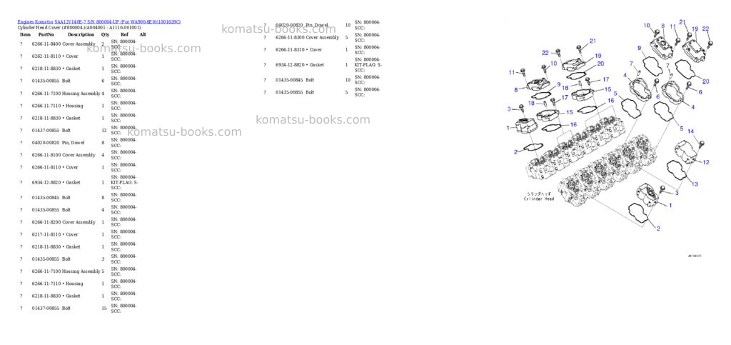 Komatsu SAA12V140E-7 S/N 800004-UP (For WA900-8E0) Parts catalog cover Page 3