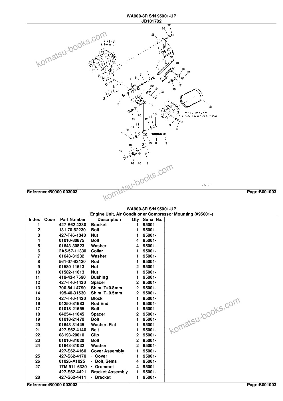 Komatsu WA900-8R S/N 95001-UP Parts catalog cover Page 6