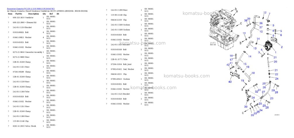 Komatsu PC130-11 S/N 90001-UP Parts catalog cover Page 6