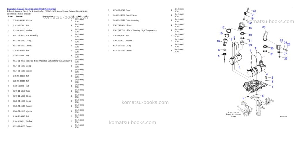 Komatsu PC130-11 S/N 90001-UP Parts catalog cover Page 8