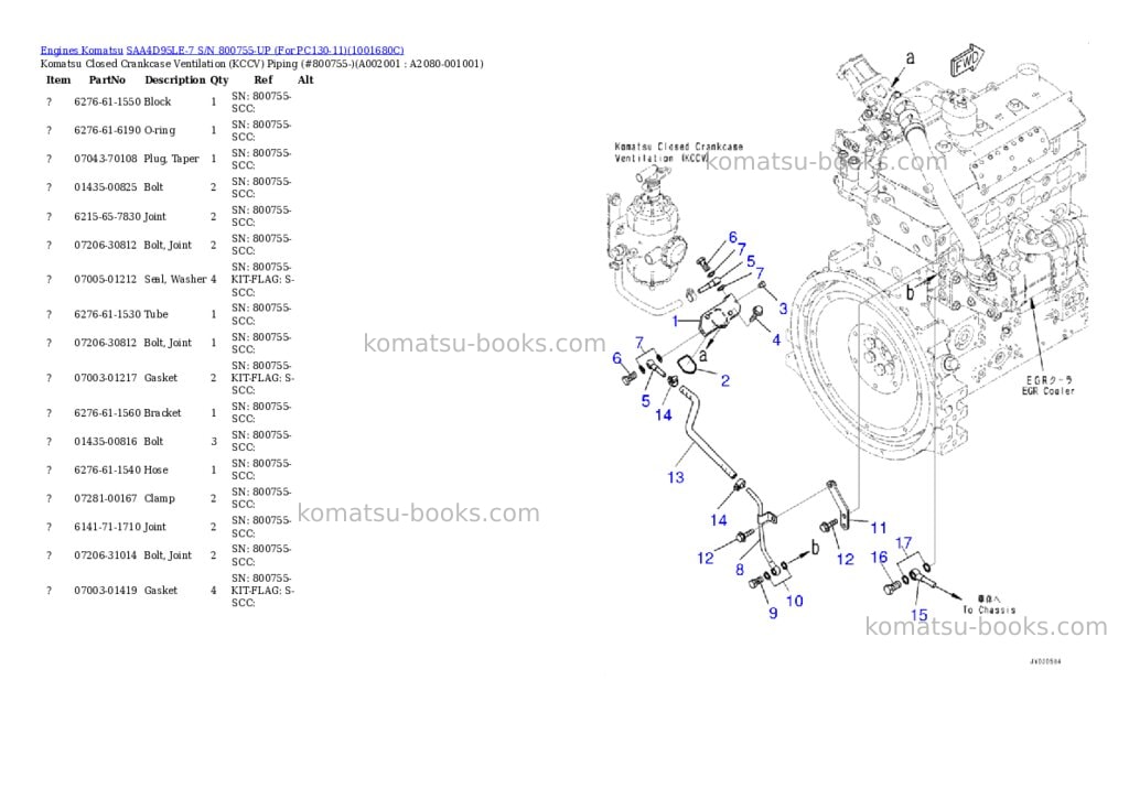 Komatsu SAA4D95LE-7 S/N 800755-UP (For PC130-11) Parts catalog cover