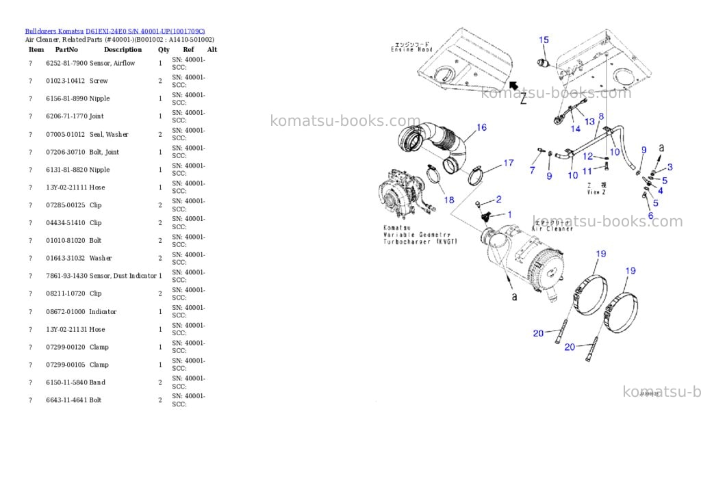 Komatsu D61EXI-24E0 S/N 40001-UP Parts catalog cover