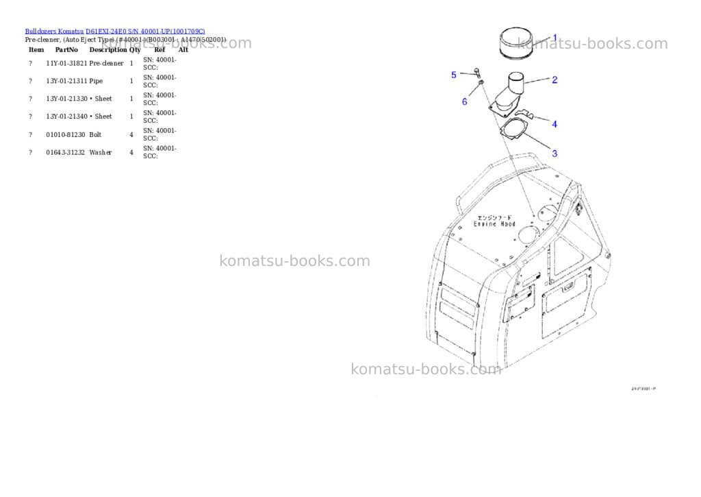 Komatsu D61EXI-24E0 S/N 40001-UP Parts catalog cover Page 3