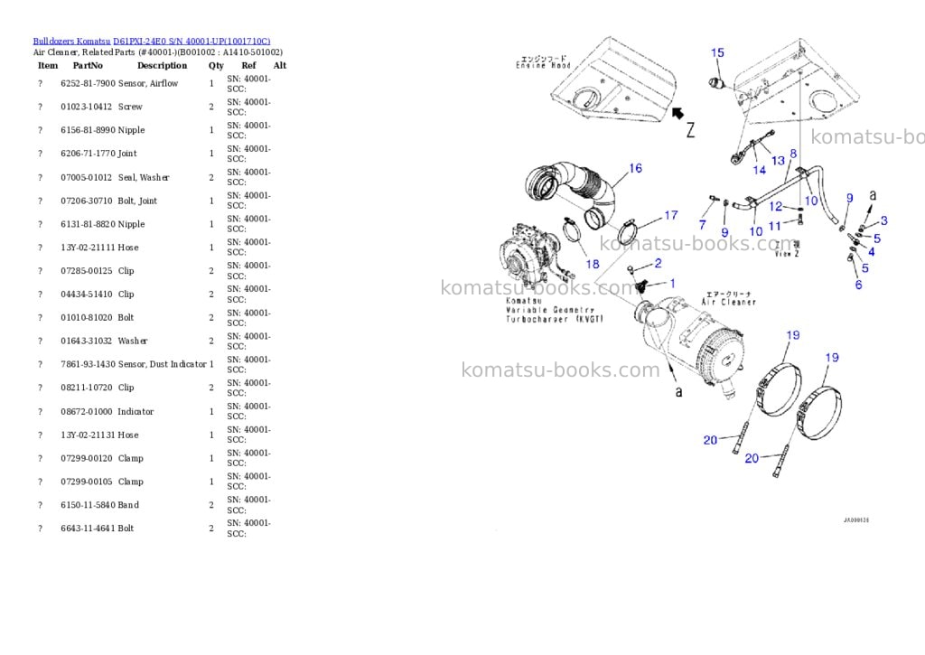 Komatsu D61PXI-24E0 S/N 40001-UP Parts catalog cover