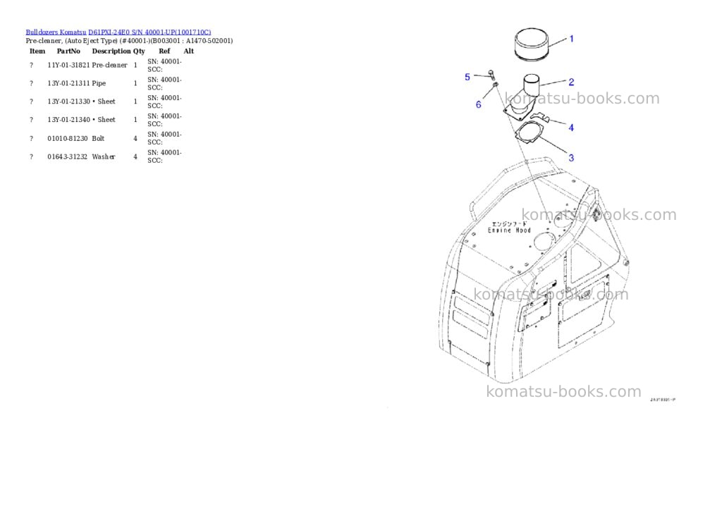 Komatsu D61PXI-24E0 S/N 40001-UP Parts catalog cover Page 3
