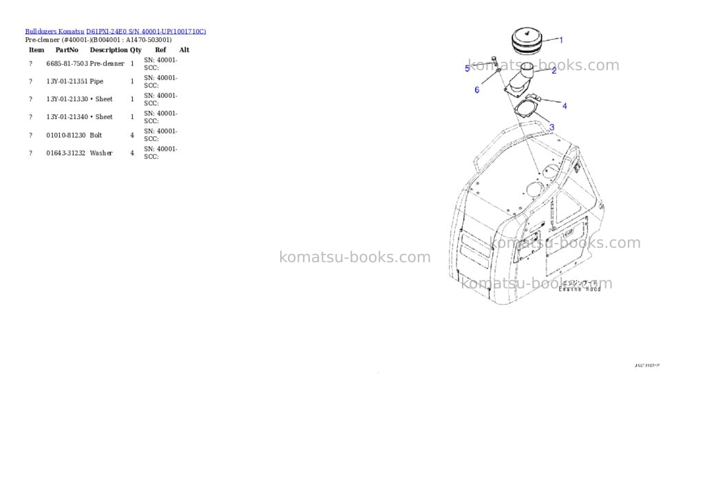 Komatsu D61PXI-24E0 S/N 40001-UP Parts catalog cover Page 4