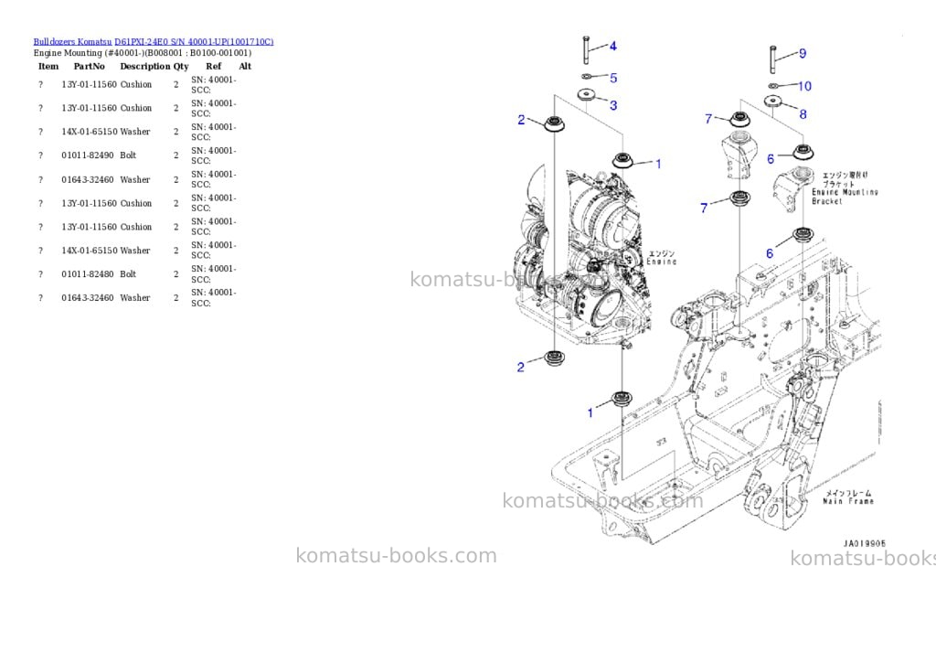 Komatsu D61PXI-24E0 S/N 40001-UP Parts catalog cover Page 8
