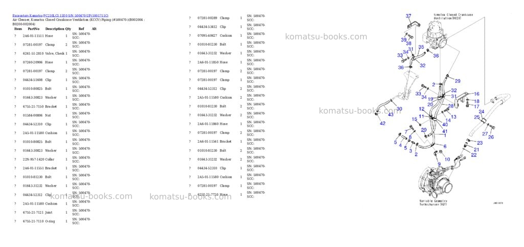 Komatsu PC210LCI-11E0 S/N 500470-UP Parts catalog cover Page 4 Komatsu PC210LCI-11E0 S/N 500470-UP Parts catalog cover Page 4