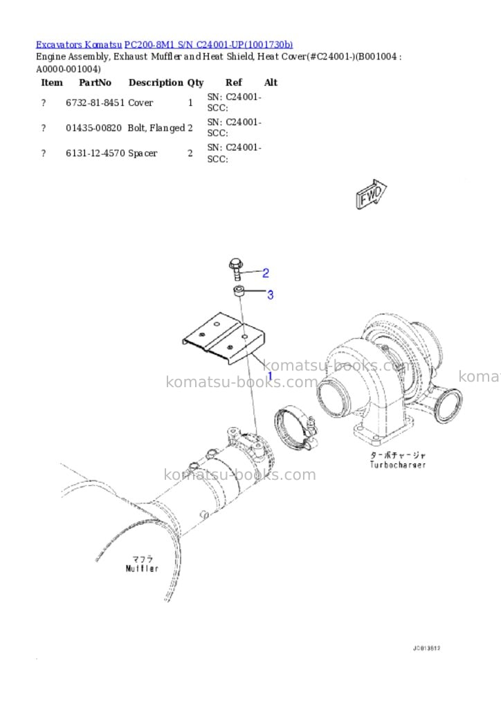 Komatsu PC200-8M1 S/N C24001-UP Parts catalog cover Page 3