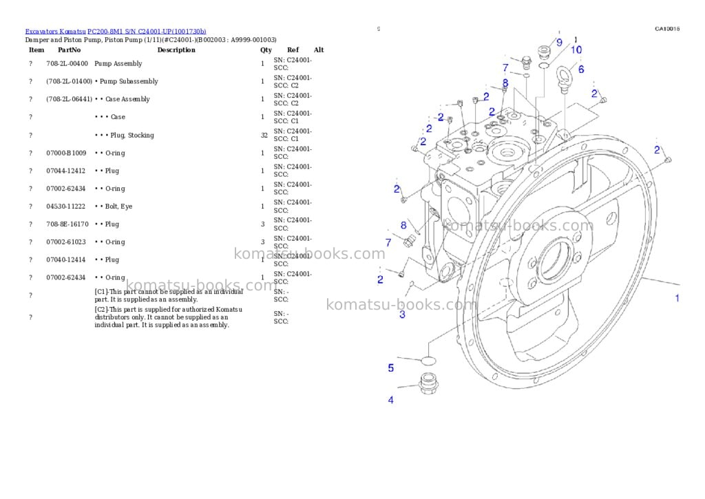 Komatsu PC200-8M1 S/N C24001-UP Parts catalog cover Page 6