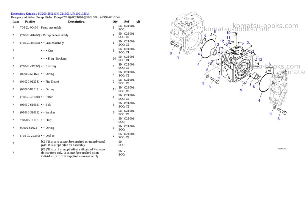 Komatsu PC200-8M1 S/N C24001-UP Parts catalog cover Page 7