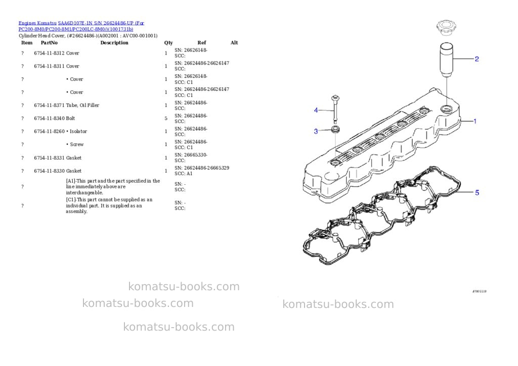 Komatsu SAA6D107E-1N S/N 26624486-UP (For PC200-8M0/PC200-8M1/PC200LC-8M0/) Parts catalog cover Komatsu SAA6D107E-1N S/N 26624486-UP (For PC200-8M0/PC200-8M1/PC200LC-8M0/) Parts catalog cover