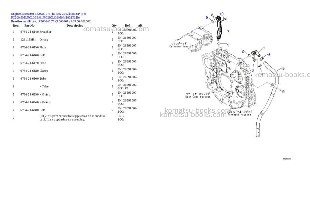 Komatsu SAA6D107E-1N S/N 26624486-UP (For PC200-8M0/PC200-8M1/PC200LC-8M0/) Parts catalog cover Page 4 Komatsu SAA6D107E-1N S/N 26624486-UP (For PC200-8M0/PC200-8M1/PC200LC-8M0/) Parts catalog cover Page 4