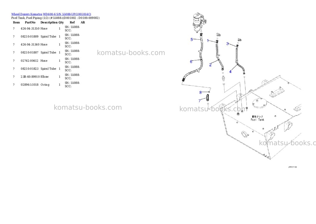 Komatsu WD600-6 S/N 55088-UP Parts catalog cover Komatsu WD600-6 S/N 55088-UP Parts catalog cover