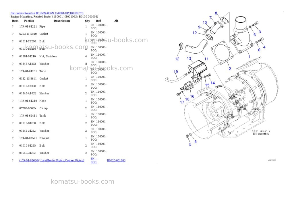 Komatsu D155CX-8 S/N 150001-UP Parts catalog cover Page 2