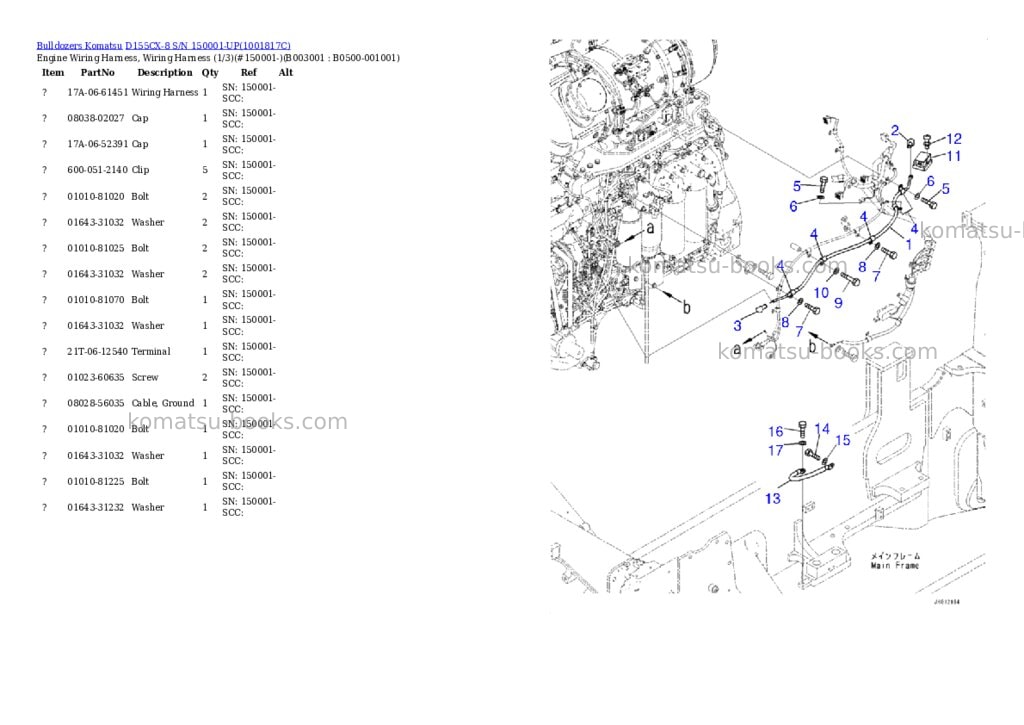 Komatsu D155CX-8 S/N 150001-UP Parts catalog cover Page 4