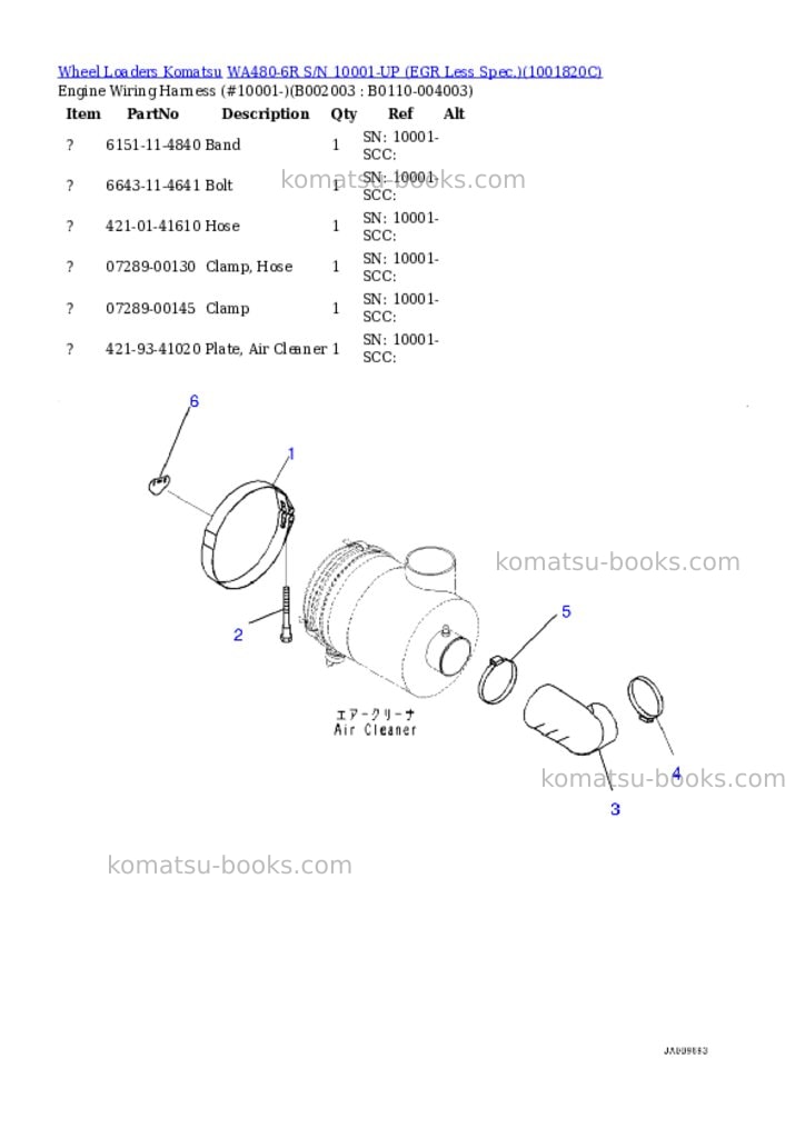Komatsu WA480-6R S/N 10001-UP (EGR Less Spec.) Parts catalog cover Page 3
