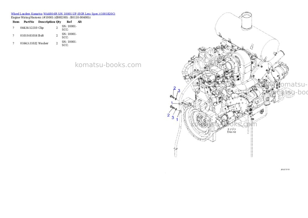Komatsu WA480-6R S/N 10001-UP (EGR Less Spec.) Parts catalog cover Page 5