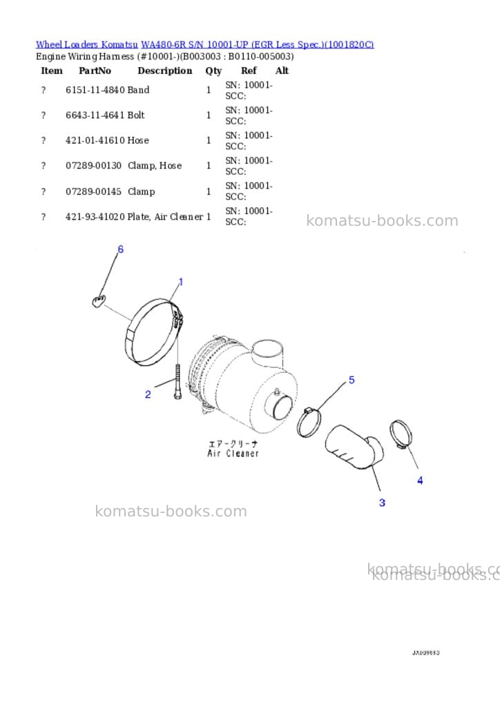 Komatsu WA480-6R S/N 10001-UP (EGR Less Spec.) Parts catalog cover Page 8